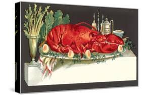 Huge Lobster on Serving Platter-Found Image Press-Stretched Canvas