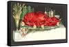 Huge Lobster on Serving Platter-Found Image Press-Framed Stretched Canvas