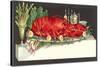 Huge Lobster on Serving Platter-Found Image Press-Stretched Canvas