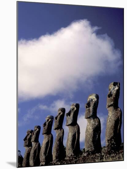 Huge Moai, Ahu Akiri, Easter Island, Chile-Keren Su-Mounted Photographic Print