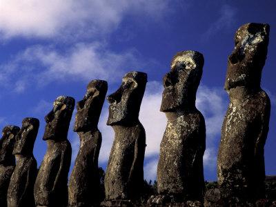 Huge Moai, Ahu Akiri, Easter Island, Chile Photographic 