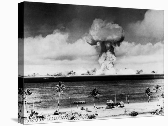 Huge Mushroom Cloud Hangs over Bikini During American Atomic Bomb Test-null-Stretched Canvas