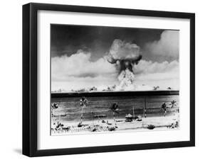 Huge Mushroom Cloud Hangs over Bikini During American Atomic Bomb Test-null-Framed Photographic Print