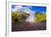 Huge Picturesque Waterfall Flowing from under a Giant Glacier. Horse Tour to the Waterfall Skogafol-kavram-Framed Photographic Print