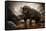 Huge Rhinoceros Against Stormy Sky-NejroN Photo-Framed Stretched Canvas