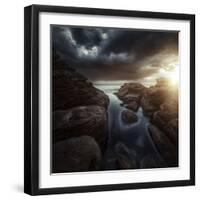 Huge Rocks on the Shore of a Sea Against Stormy Clouds, Sardinia, Italy-null-Framed Photographic Print