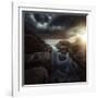 Huge Rocks on the Shore of a Sea Against Stormy Clouds, Sardinia, Italy-null-Framed Photographic Print