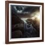 Huge Rocks on the Shore of a Sea Against Stormy Clouds, Sardinia, Italy-null-Framed Photographic Print