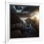 Huge Rocks on the Shore of a Sea Against Stormy Clouds, Sardinia, Italy-null-Framed Photographic Print