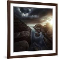 Huge Rocks on the Shore of a Sea Against Stormy Clouds, Sardinia, Italy-null-Framed Photographic Print