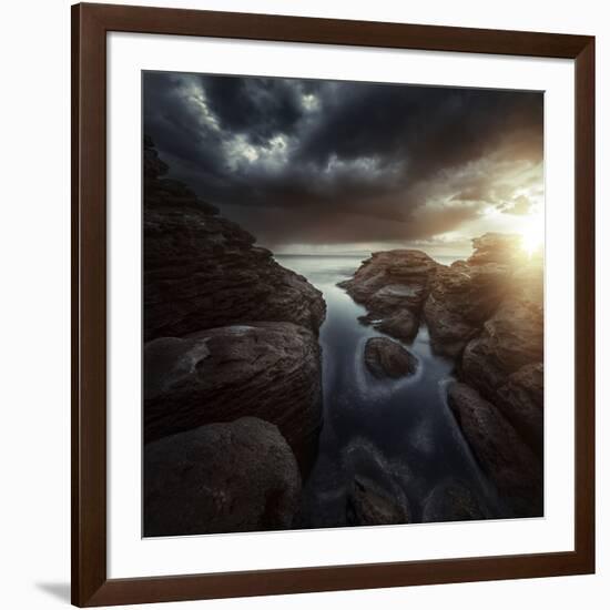 Huge Rocks on the Shore of a Sea Against Stormy Clouds, Sardinia, Italy-null-Framed Photographic Print