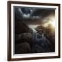 Huge Rocks on the Shore of a Sea Against Stormy Clouds, Sardinia, Italy-null-Framed Photographic Print