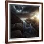 Huge Rocks on the Shore of a Sea Against Stormy Clouds, Sardinia, Italy-null-Framed Photographic Print