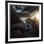 Huge Rocks on the Shore of a Sea Against Stormy Clouds, Sardinia, Italy-null-Framed Photographic Print