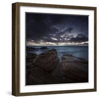 Huge Rocks on the Shore of a Sea Against Stormy Clouds, Sardinia, Italy-null-Framed Photographic Print