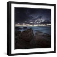 Huge Rocks on the Shore of a Sea Against Stormy Clouds, Sardinia, Italy-null-Framed Photographic Print
