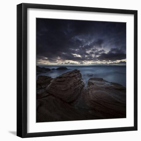 Huge Rocks on the Shore of a Sea Against Stormy Clouds, Sardinia, Italy-null-Framed Photographic Print