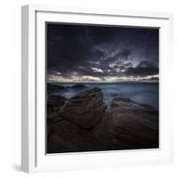 Huge Rocks on the Shore of a Sea Against Stormy Clouds, Sardinia, Italy-null-Framed Photographic Print