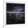 Huge Rocks on the Shore of a Sea Against Stormy Clouds, Sardinia, Italy-null-Framed Photographic Print