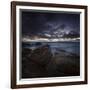 Huge Rocks on the Shore of a Sea Against Stormy Clouds, Sardinia, Italy-null-Framed Photographic Print