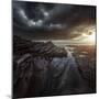 Huge Rocks on the Shore of a Sea Against Stormy Clouds, Sardinia, Italy-null-Mounted Premium Photographic Print