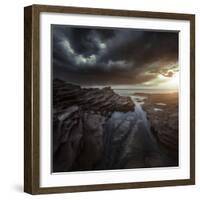 Huge Rocks on the Shore of a Sea Against Stormy Clouds, Sardinia, Italy-null-Framed Photographic Print