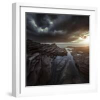 Huge Rocks on the Shore of a Sea Against Stormy Clouds, Sardinia, Italy-null-Framed Photographic Print