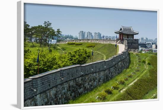 Huge Stone Walls around the Fortress of Suwon, UNESCO World Heritage Site, South Korea, Asia-Michael-Framed Photographic Print