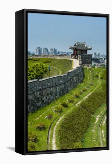 Huge Stone Walls around the UNESCO World Heritage Site the Fortress of Suwon, South Korea-Michael Runkel-Framed Stretched Canvas