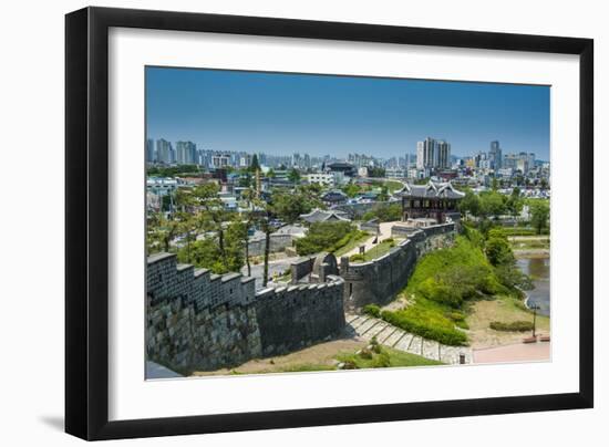 Huge Stone Walls the Fortress of Suwon, UNESCO World Heritage Site, South Korea, Asia-Michael-Framed Photographic Print