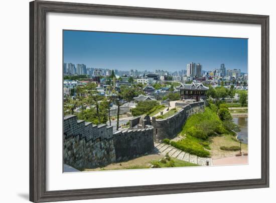 Huge Stone Walls the Fortress of Suwon, UNESCO World Heritage Site, South Korea, Asia-Michael-Framed Photographic Print