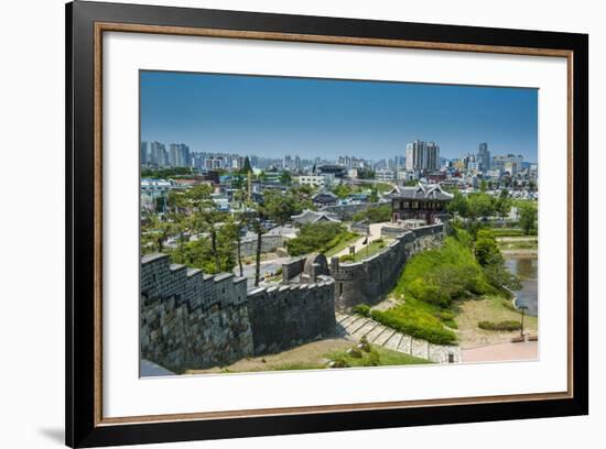 Huge Stone Walls the Fortress of Suwon, UNESCO World Heritage Site, South Korea, Asia-Michael-Framed Photographic Print