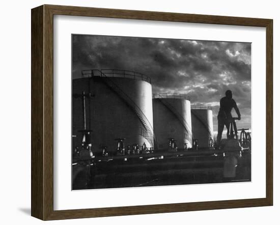 Huge Storage Tanks of Aramco Oil Co-Howard Sochurek-Framed Photographic Print