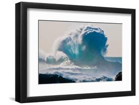 Huge storm surf breaking off the Na Pali coast, Kauai, Hawaii-Mark A Johnson-Framed Photographic Print