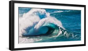 Huge storm surf breaking off the Na Pali coast, Kauai, Hawaii-Mark A Johnson-Framed Photographic Print