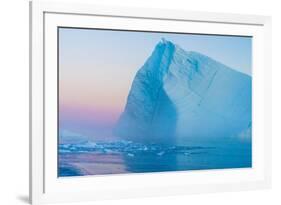 Huge Stranded Icebergs at the Mouth of the Icejord Near Ilulissat at Midnight, Greenland-Luis Leamus-Framed Photographic Print