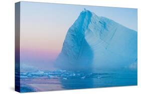 Huge Stranded Icebergs at the Mouth of the Icejord Near Ilulissat at Midnight, Greenland-Luis Leamus-Stretched Canvas