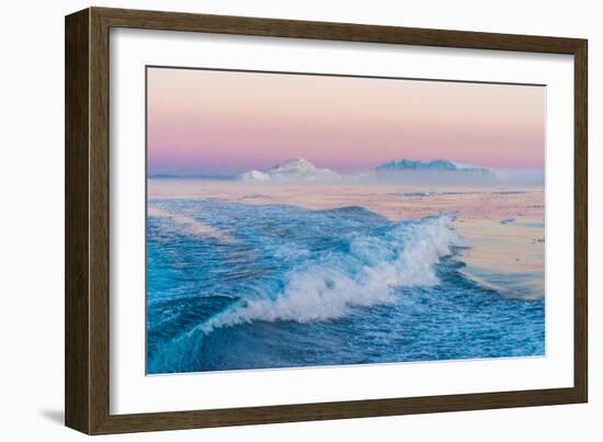 Huge Stranded Icebergs at the Mouth of the Icejord Near Ilulissat at Midnight, Greenland-Luis Leamus-Framed Photographic Print