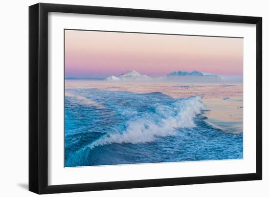 Huge Stranded Icebergs at the Mouth of the Icejord Near Ilulissat at Midnight, Greenland-Luis Leamus-Framed Photographic Print