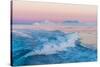 Huge Stranded Icebergs at the Mouth of the Icejord Near Ilulissat at Midnight, Greenland-Luis Leamus-Stretched Canvas