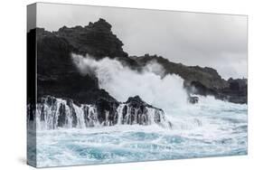 Huge Surf at the Olivine Pools on the Northwest Coast of West Maui-Michael Nolan-Stretched Canvas