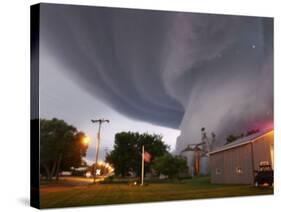 Huge Tornado Funnel Cloud Touches Down in Orchard, Iowa,-null-Stretched Canvas