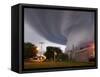 Huge Tornado Funnel Cloud Touches Down in Orchard, Iowa,-null-Framed Stretched Canvas
