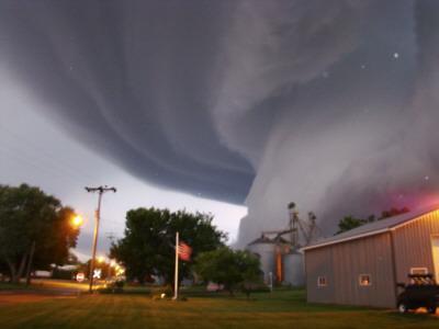 'Huge Tornado Funnel Cloud Touches Down in Orchard, Iowa,' Photographic