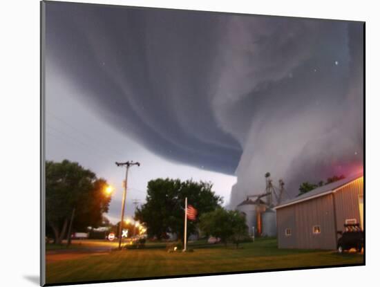 Huge Tornado Funnel Cloud Touches Down in Orchard, Iowa,-null-Mounted Photographic Print