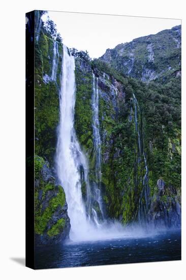 Huge Waterfall in Milford Sound, Fiordland National Park, South Island, New Zealand, Pacific-Michael Runkel-Stretched Canvas