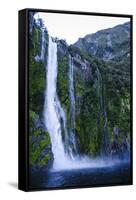 Huge Waterfall in Milford Sound, Fiordland National Park, South Island, New Zealand, Pacific-Michael Runkel-Framed Stretched Canvas