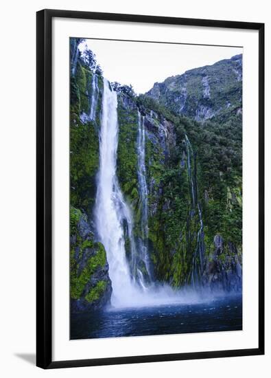 Huge Waterfall in Milford Sound, Fiordland National Park, South Island, New Zealand, Pacific-Michael Runkel-Framed Photographic Print