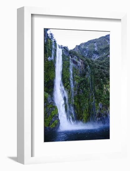 Huge Waterfall in Milford Sound, Fiordland National Park, South Island, New Zealand, Pacific-Michael Runkel-Framed Photographic Print