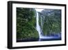 Huge Waterfall in the Milford Sound-Michael-Framed Photographic Print